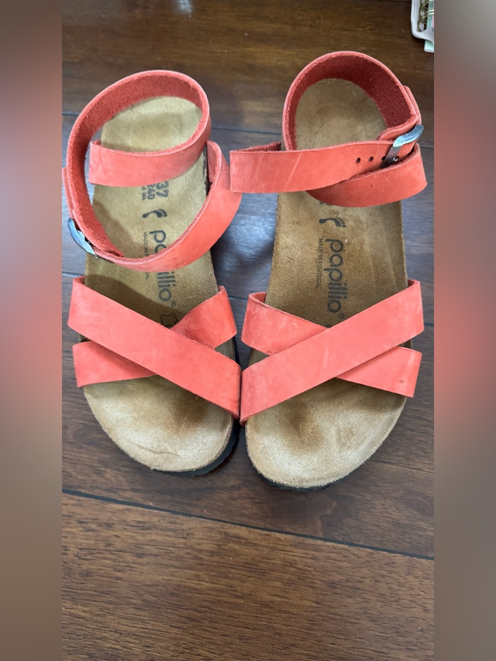 Papillio Coral-Orange Crisscross Strap Sandals